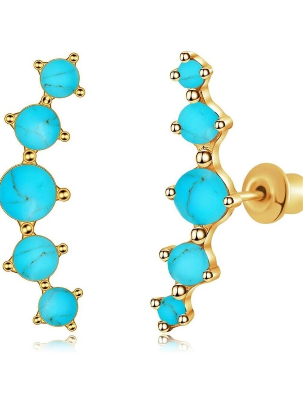 Opal Ear Crawler Earrings Small Gold Plated Climber Jewelry for Women Girls
